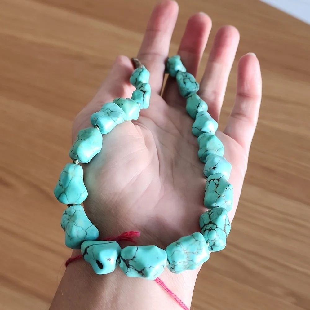 1960s Erik Poul Fenster Danish Natural Nugget Turquoise Necklace